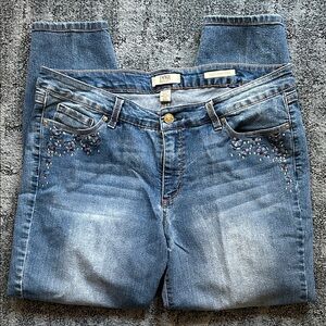 Vintage America Blue sparkly Embellished slouchy Straight Leg Jeans